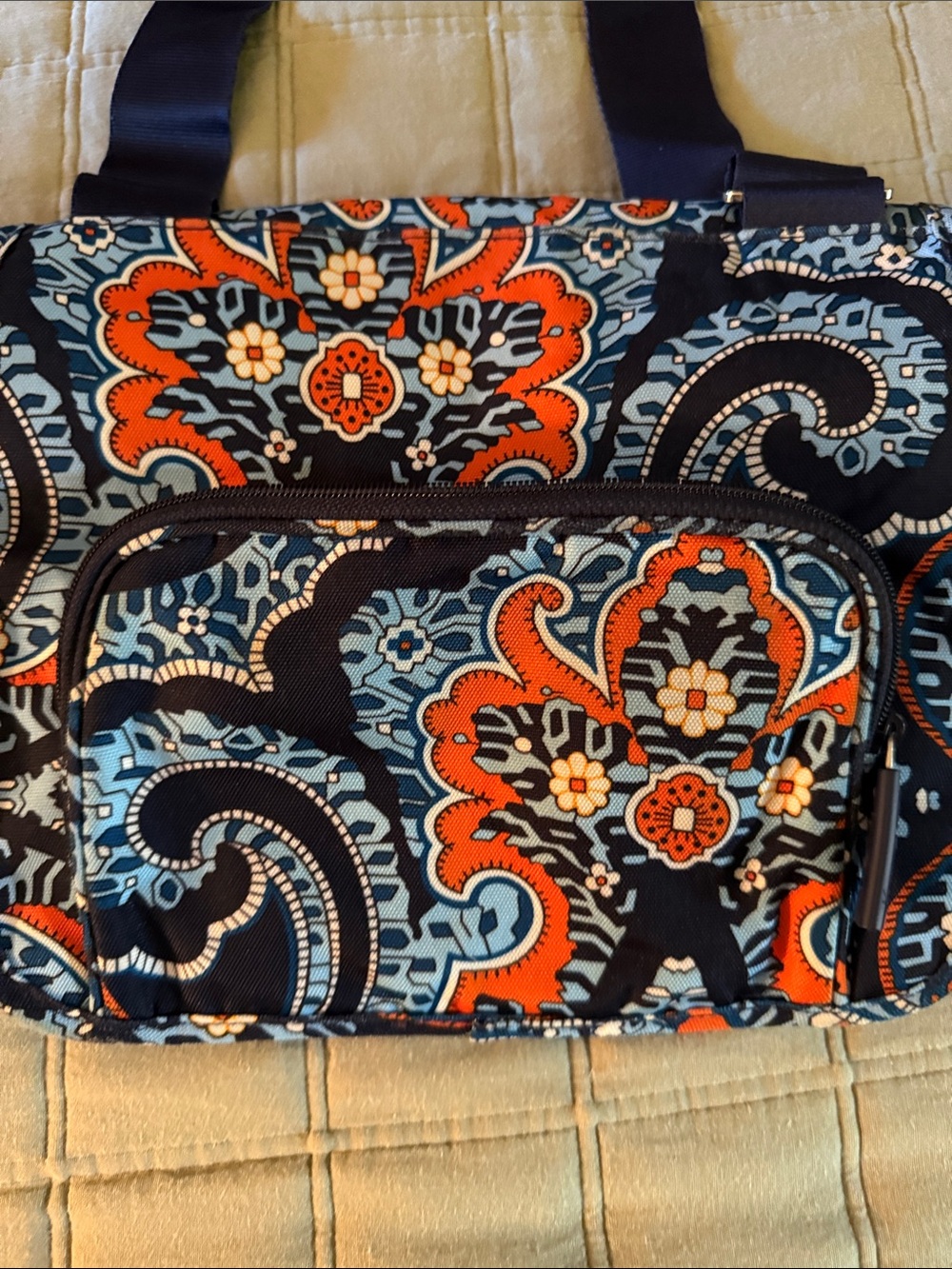 Vera Bradley Navy, Orange & Light Blue Patterned Crossbody - Picture 2 of 8